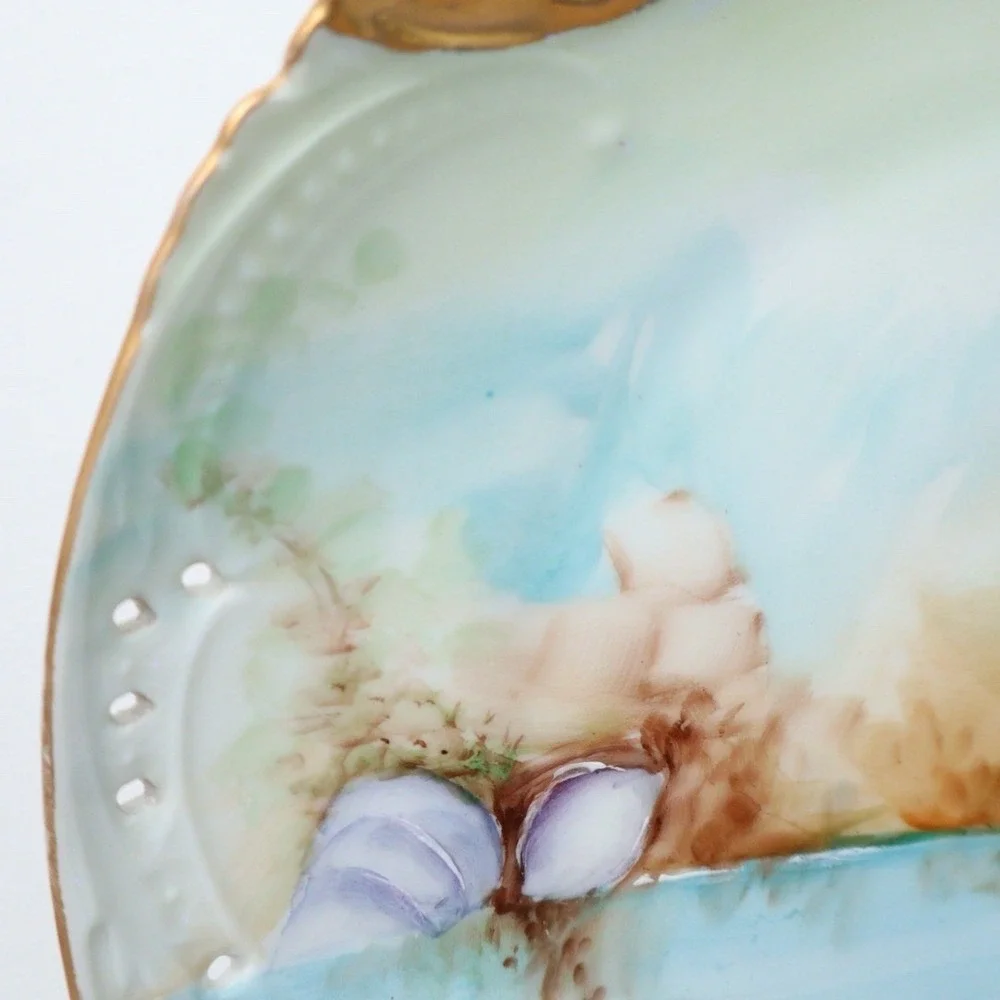 4 Antique Bavaria Rosenthal Savoy Porcelain Sea Shell Plates Gold Gilt Trim